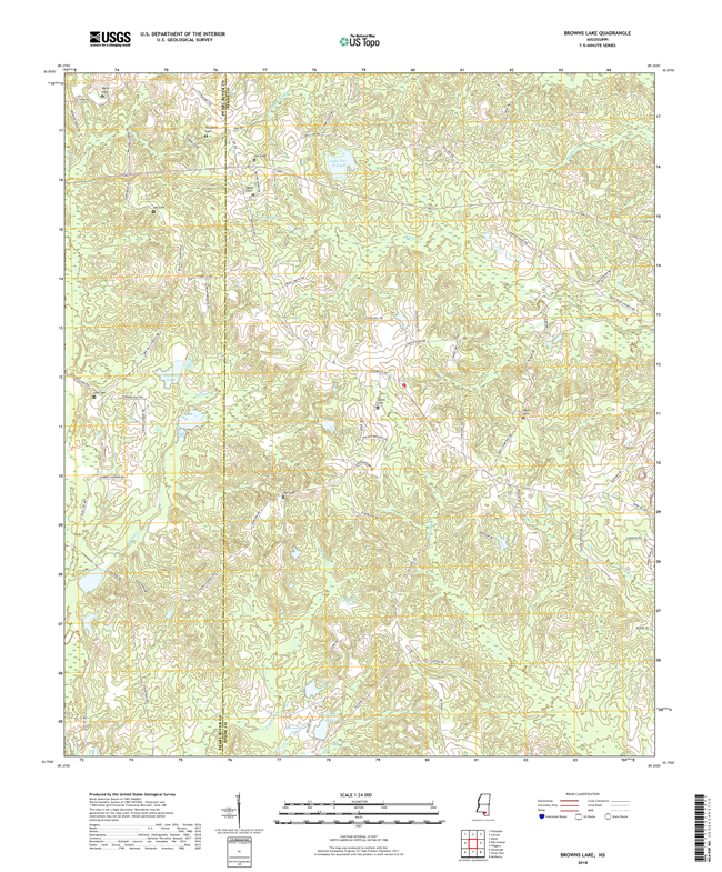 Browns Lake Mississippi - 24k Topo Map