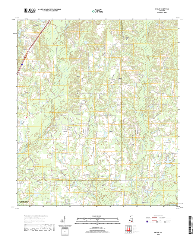 Caesar Mississippi - 24k Topo Map
