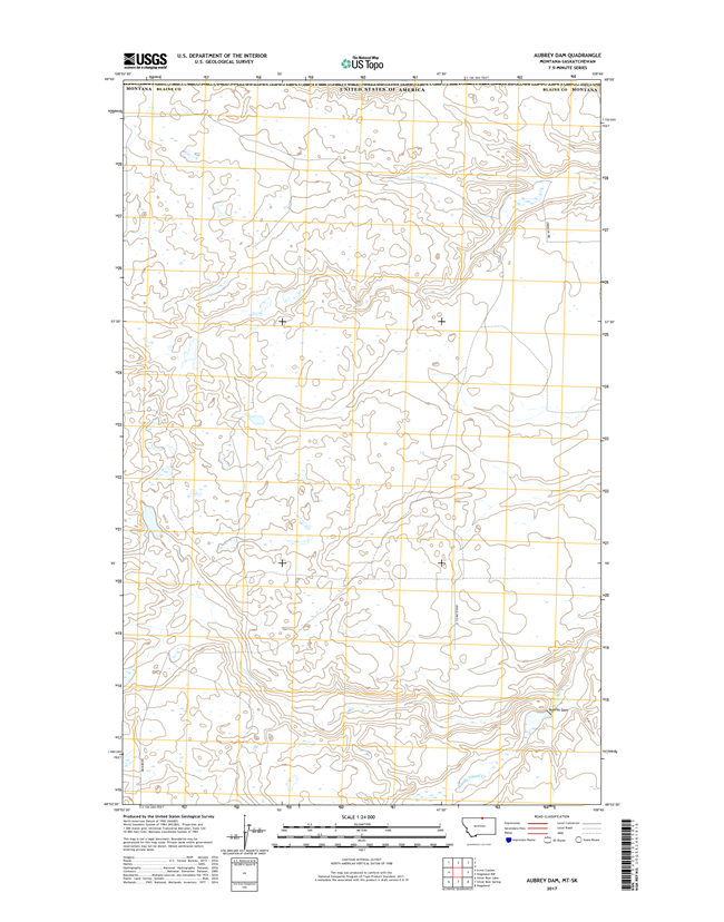 Aubrey Dam Montana - 24k Topo Map