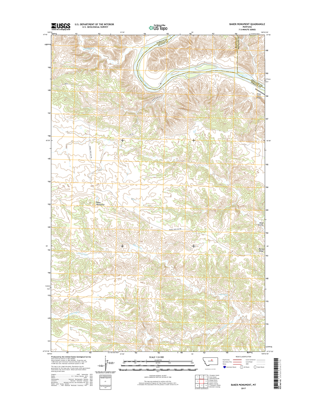 Baker Monument Montana - 24k Topo Map