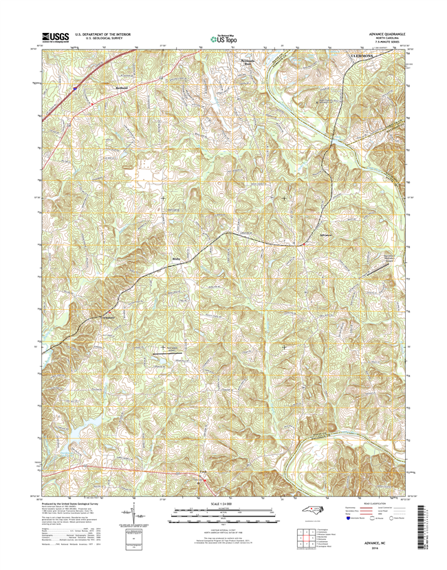 Advance North Carolina  - 24k Topo Map