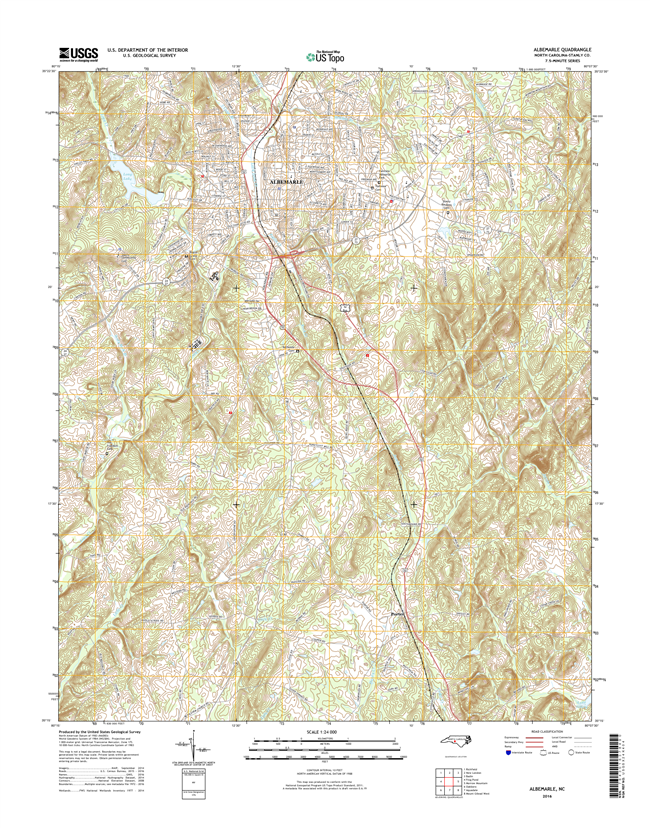 Albemarle North Carolina  - 24k Topo Map