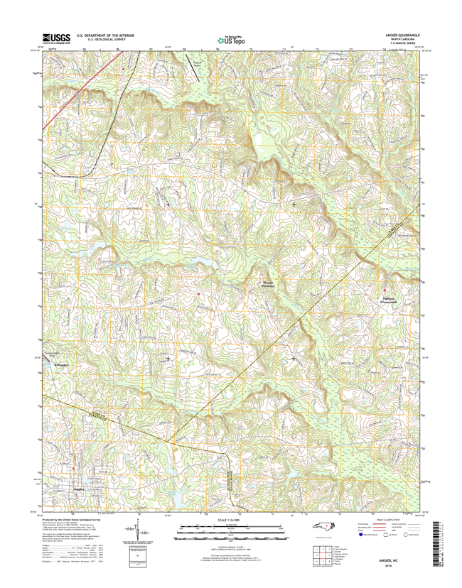 Angier North Carolina  - 24k Topo Map