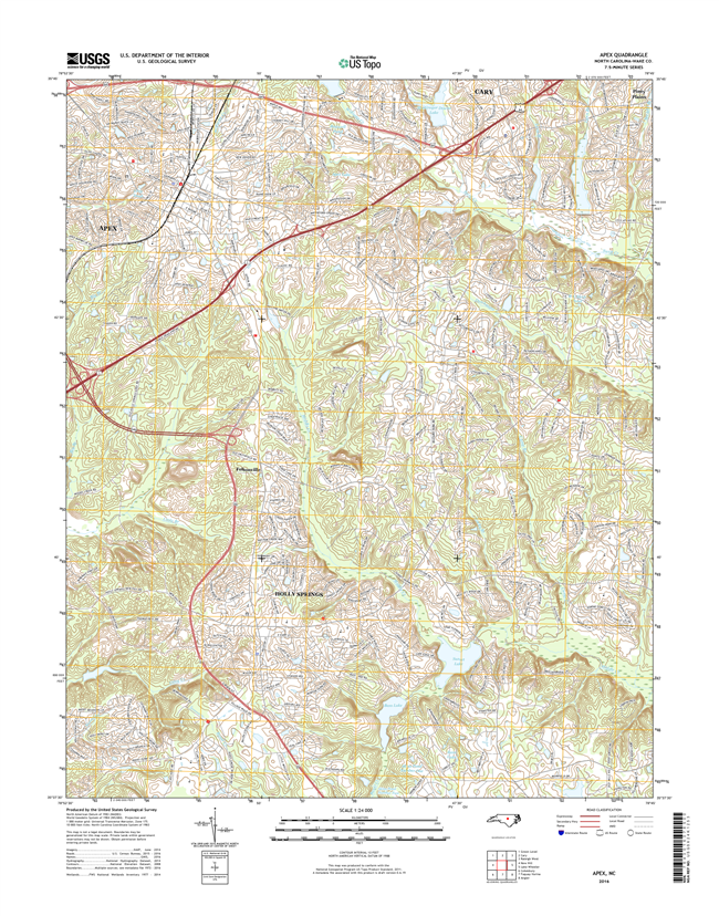Apex North Carolina  - 24k Topo Map