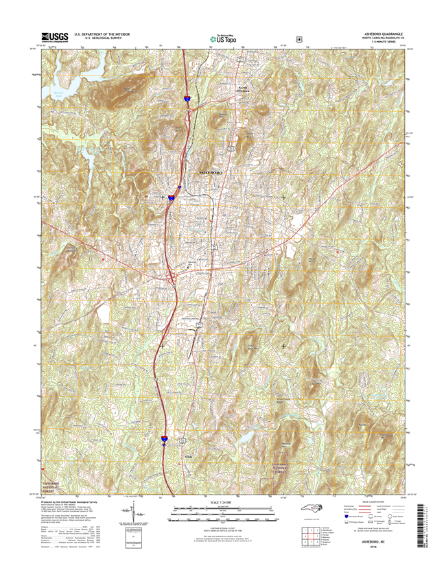 Asheboro North Carolina  - 24k Topo Map