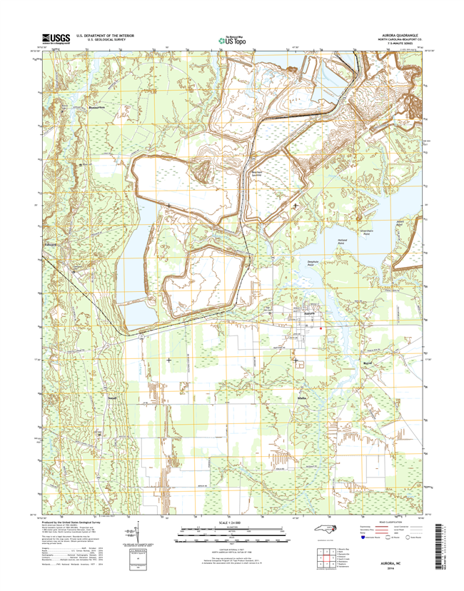 Aurora North Carolina  - 24k Topo Map