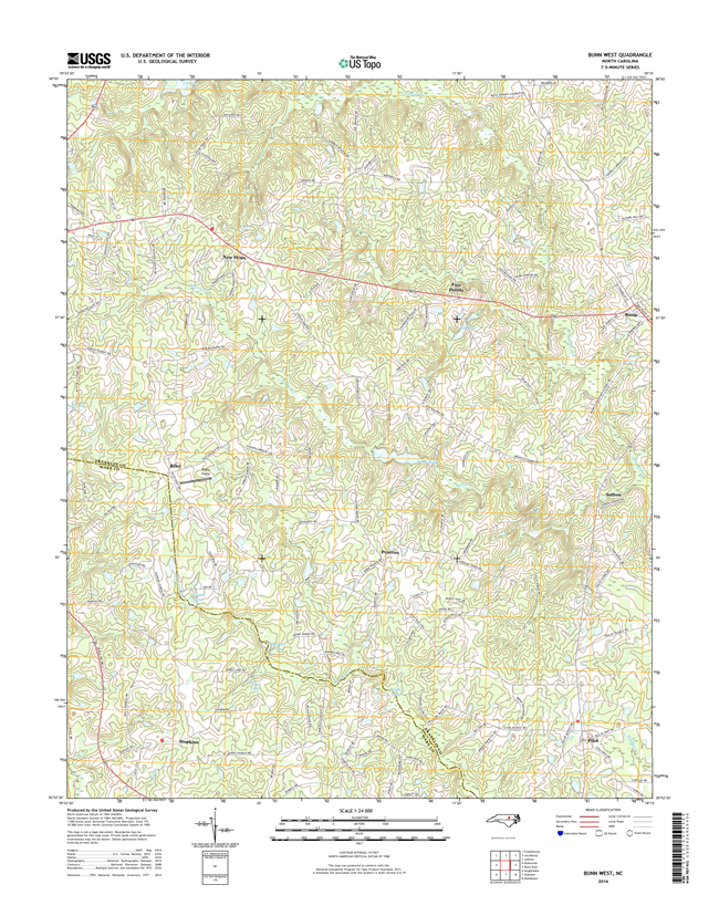 Bunn West North Carolina  - 24k Topo Map