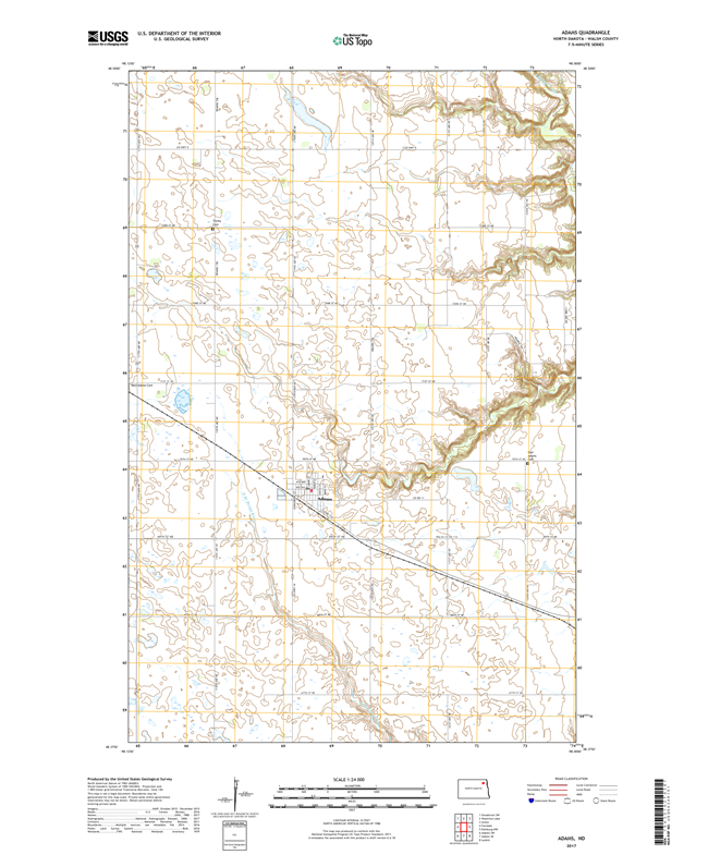 Adams North Dakota  - 24k Topo Map