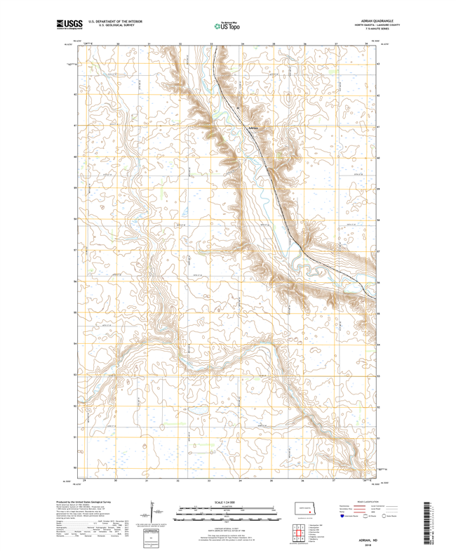 Adrian North Dakota  - 24k Topo Map