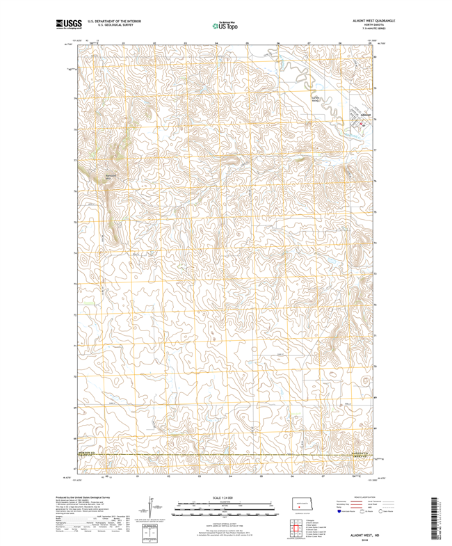 Almont West North Dakota  - 24k Topo Map