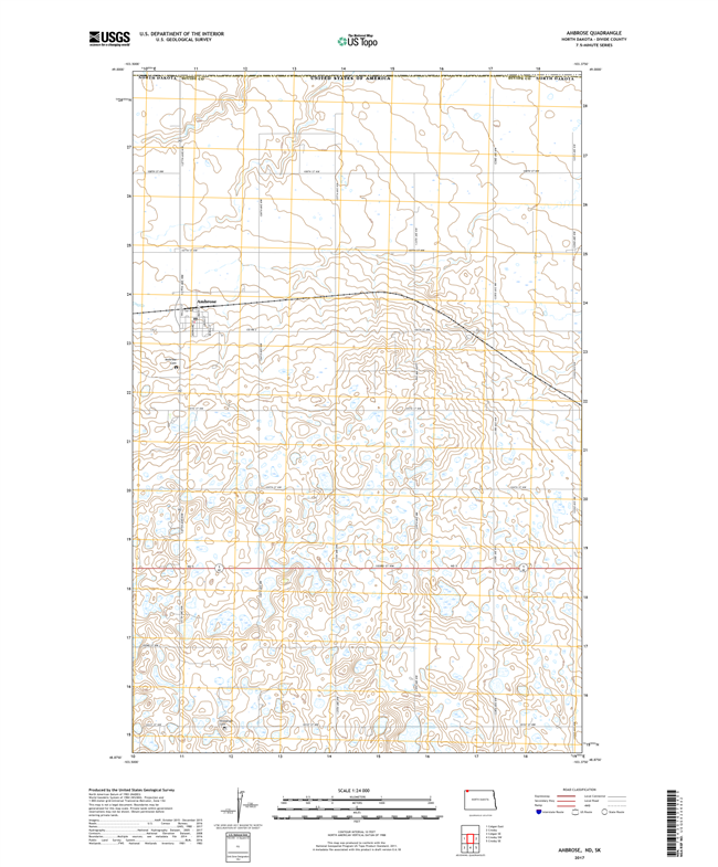 Ambrose North Dakota  - 24k Topo Map