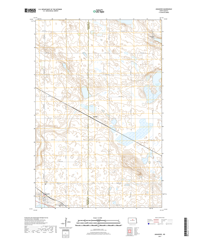 Anamoose North Dakota  - 24k Topo Map