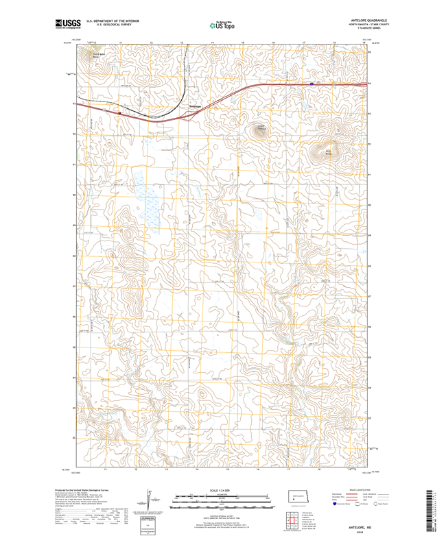 Antelope North Dakota  - 24k Topo Map