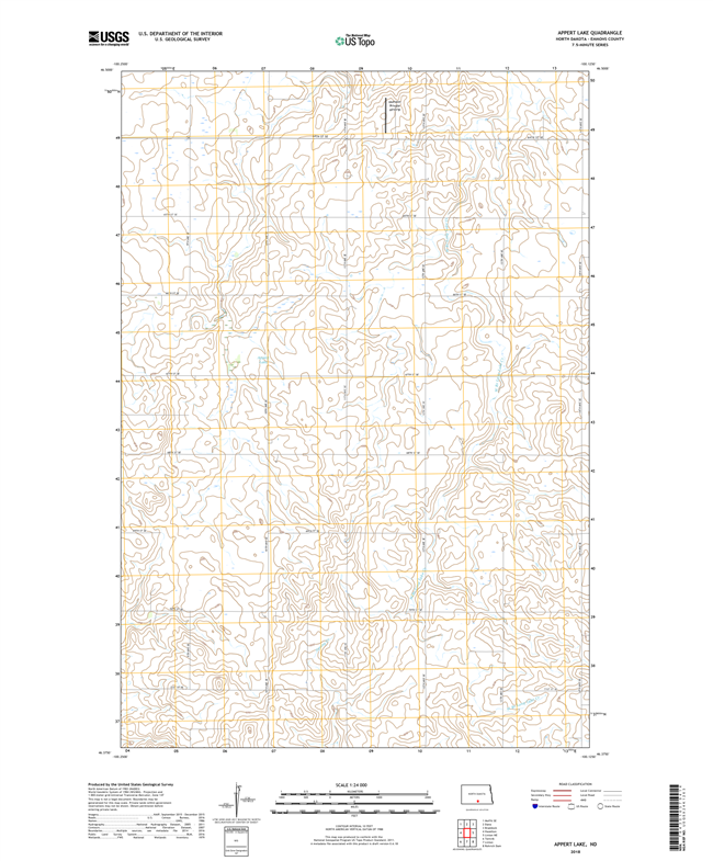 Appert Lake North Dakota  - 24k Topo Map