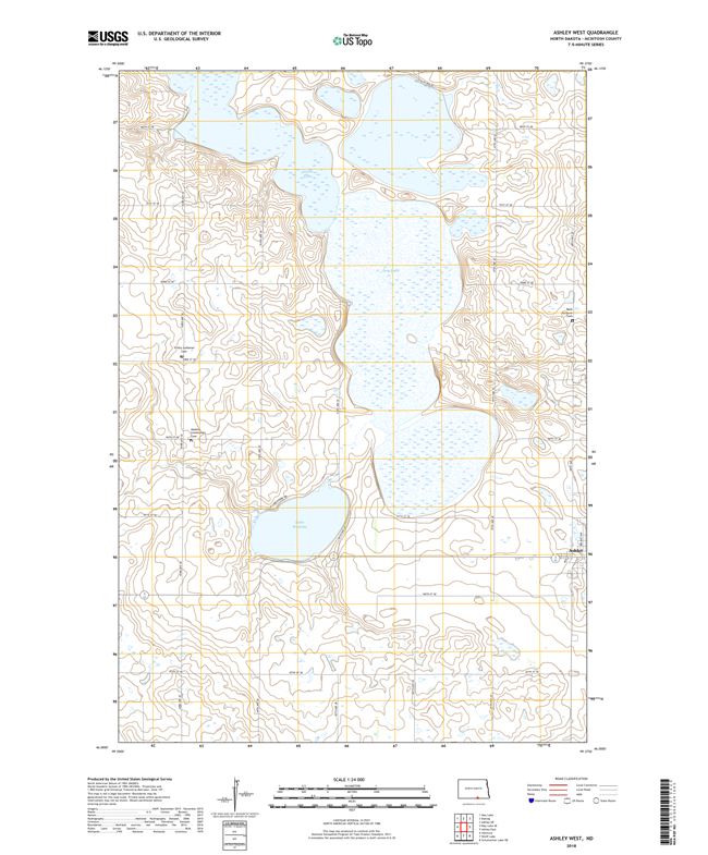 Ashley West North Dakota  - 24k Topo Map