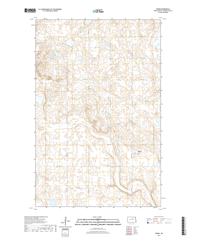 Baker North Dakota  - 24k Topo Map