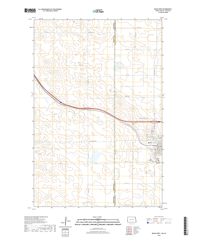 Beach West North Dakota - Montana - 24k Topo Map