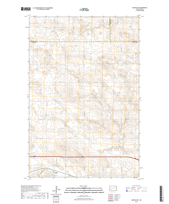 Belfield NE North Dakota  - 24k Topo Map