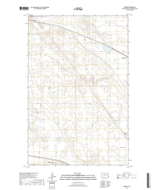 Bergen North Dakota  - 24k Topo Map