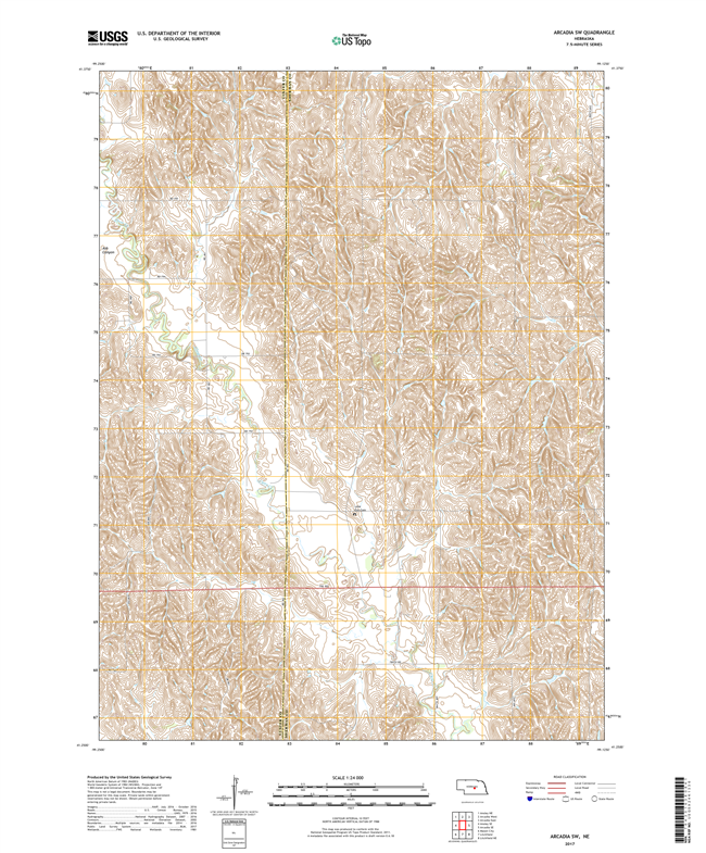 Arcadia West - Nebraska - 24k Topo Map