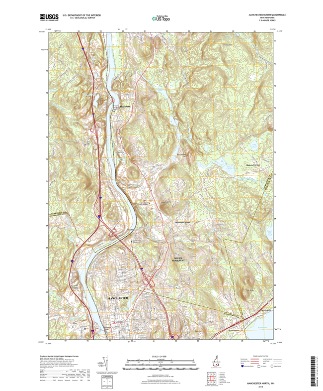 Manchester North New Hampshire - 24k Topo Map