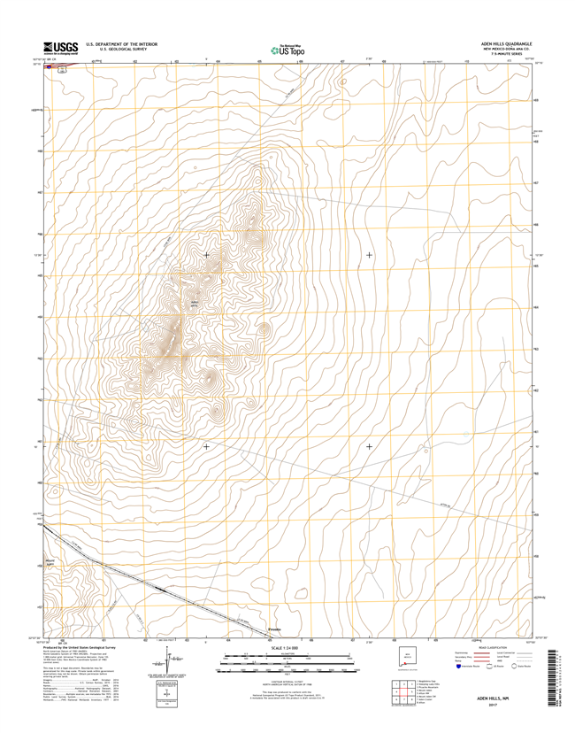 Aden Hills New Mexico - 24k Topo Map