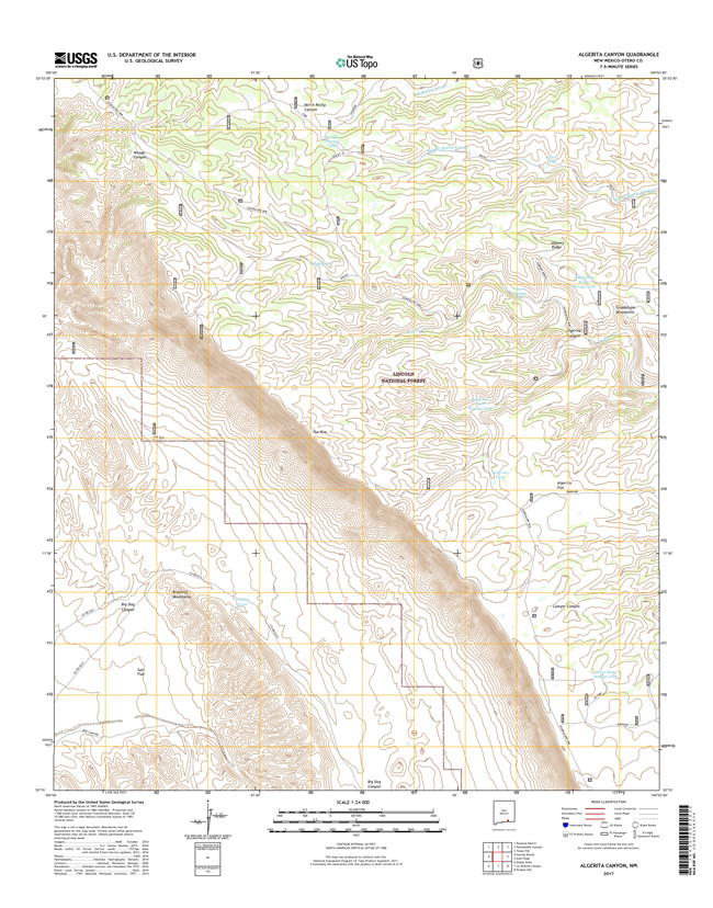 Algerita Canyon New Mexico - 24k Topo Map