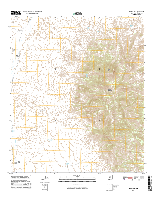 Animas Peak New Mexico - 24k Topo Map
