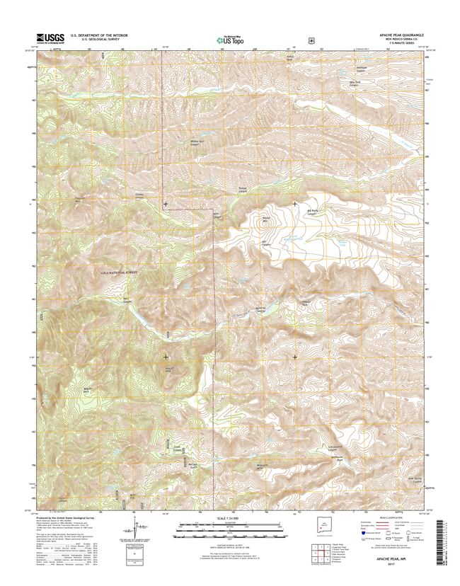 Apache Peak New Mexico - 24k Topo Map