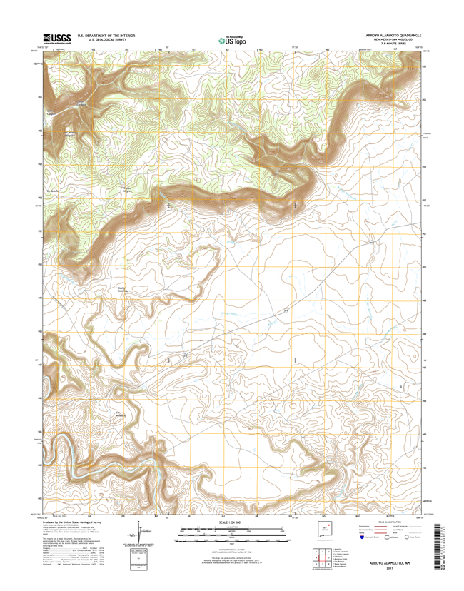 Arroyo Alamocito New Mexico - 24k Topo Map