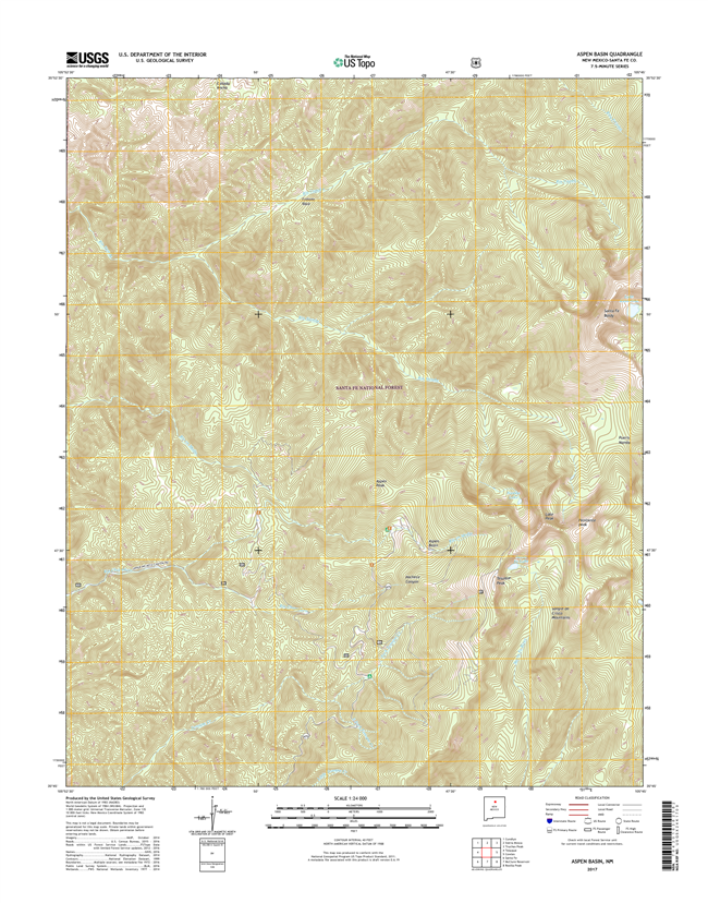 Aspen Basin New Mexico - 24k Topo Map