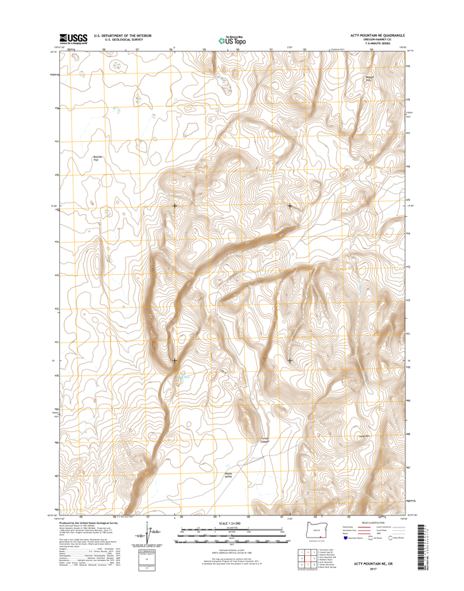 Acty Mountain NE Oregon  - 24k Topo Map