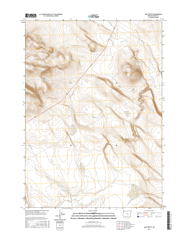 Alec Butte Oregon  - 24k Topo Map