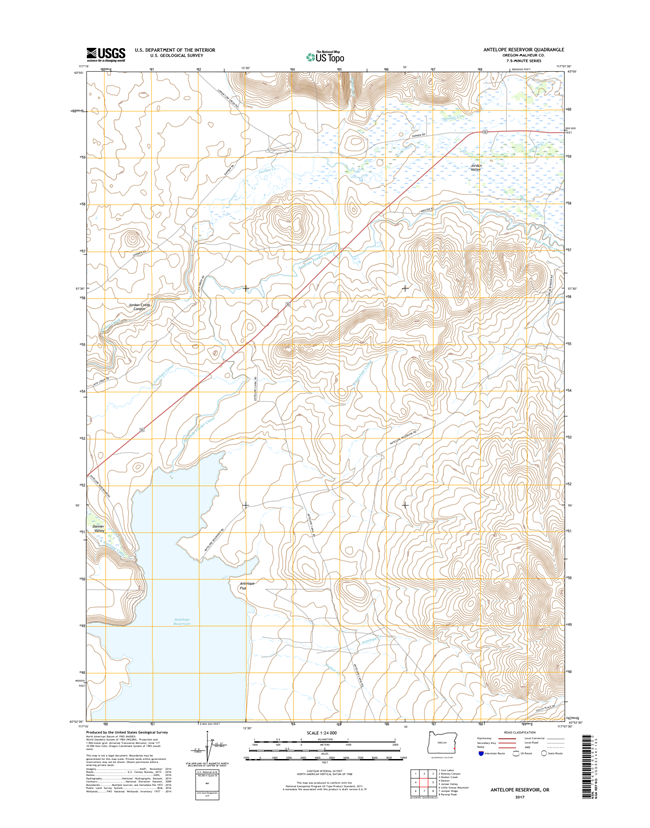 Antelope Reservoir Oregon  - 24k Topo Map
