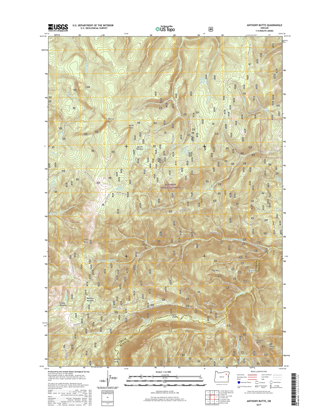 Anthony Butte Oregon  - 24k Topo Map
