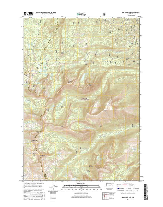 Anthony Lakes Oregon  - 24k Topo Map