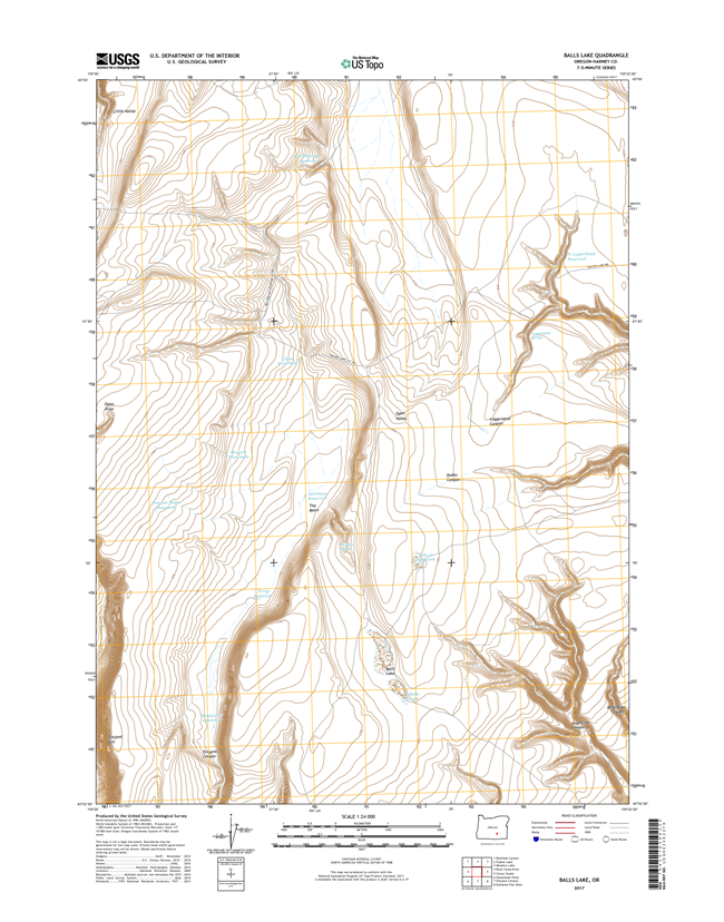 Balls Lake Oregon  - 24k Topo Map