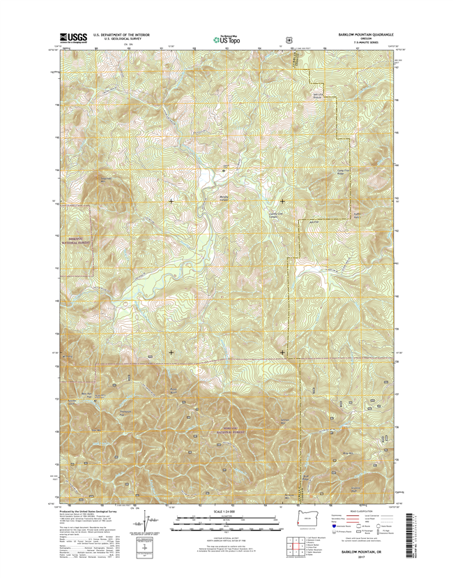 Barklow Mountain Oregon  - 24k Topo Map