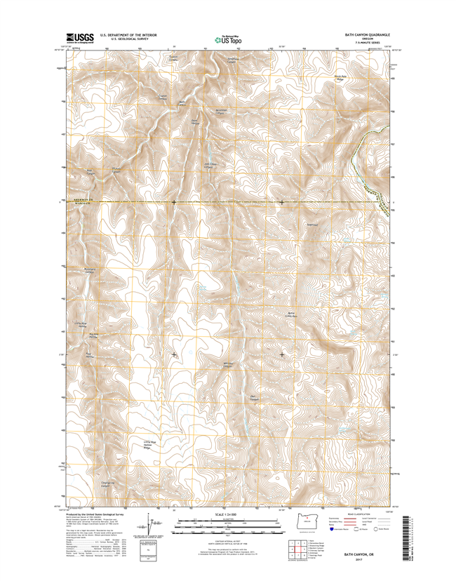 Bath Canyon Oregon  - 24k Topo Map