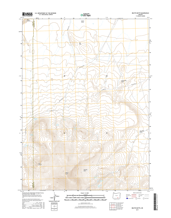 Beatys Butte Oregon  - 24k Topo Map