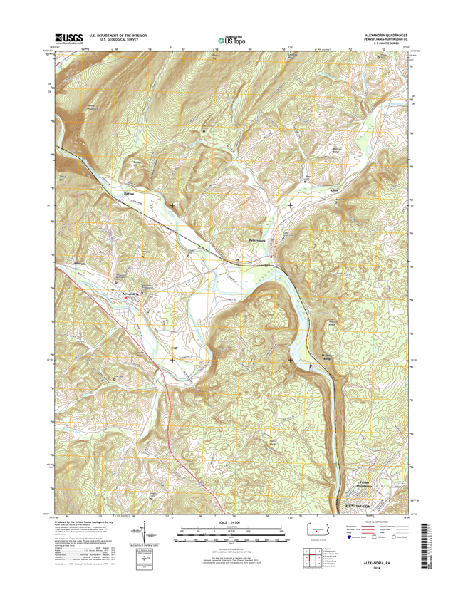 Alexandria Pennsylvania  - 24k Topo Map