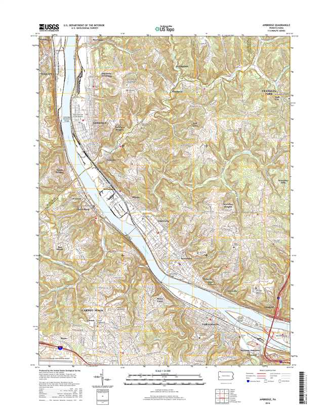 Ambridge Pennsylvania  - 24k Topo Map