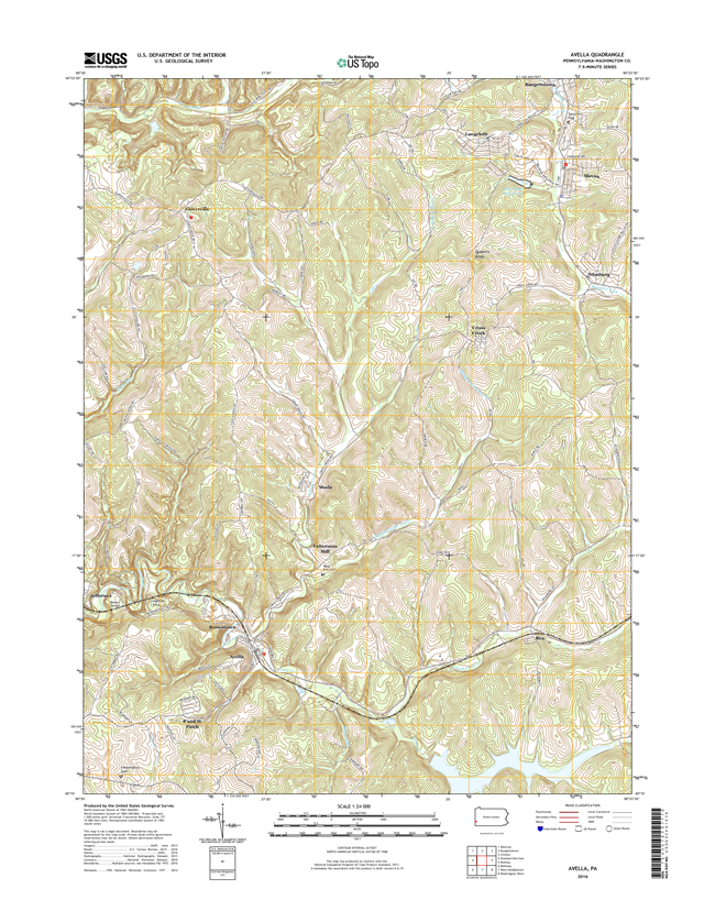 Avella Pennsylvania  - 24k Topo Map