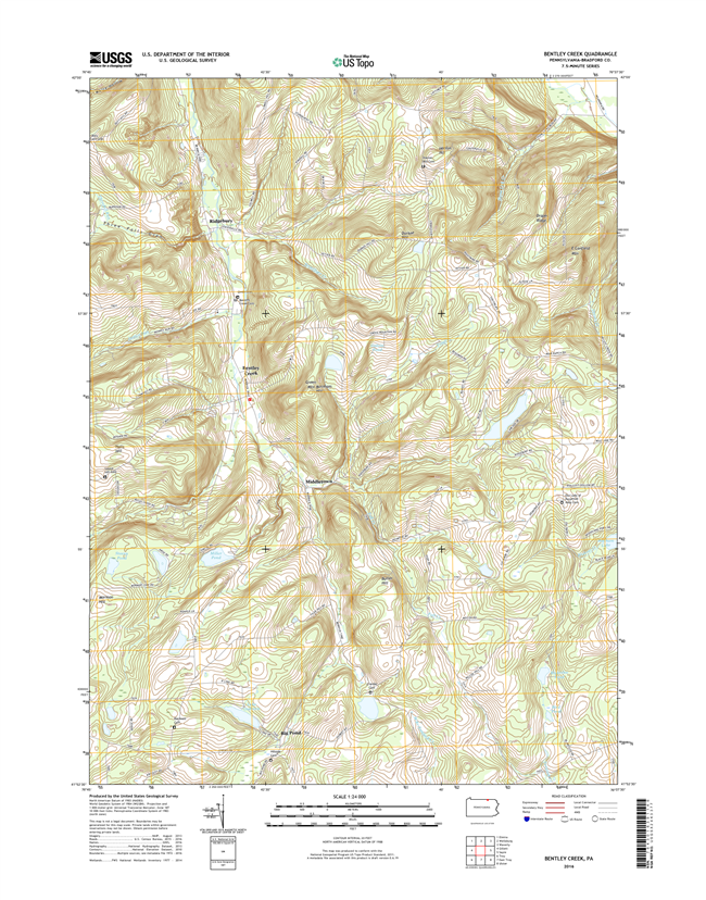 Bentley Creek Pennsylvania  - 24k Topo Map