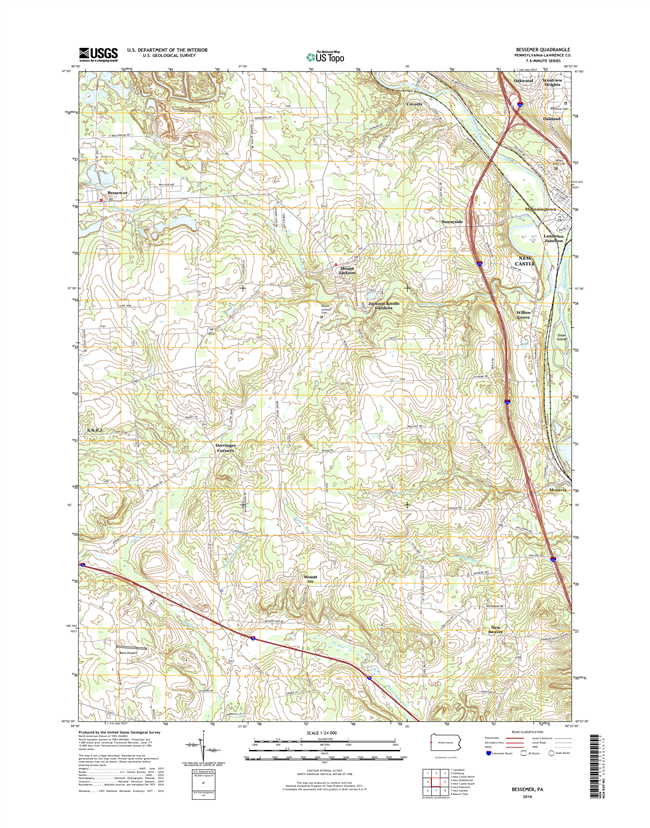 Bessemer Pennsylvania  - 24k Topo Map