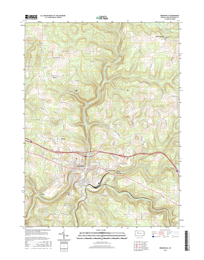 Brookville Pennsylvania  - 24k Topo Map