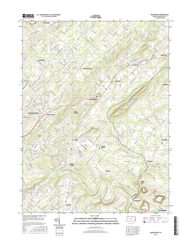 Buckingham Pennsylvania  - 24k Topo Map