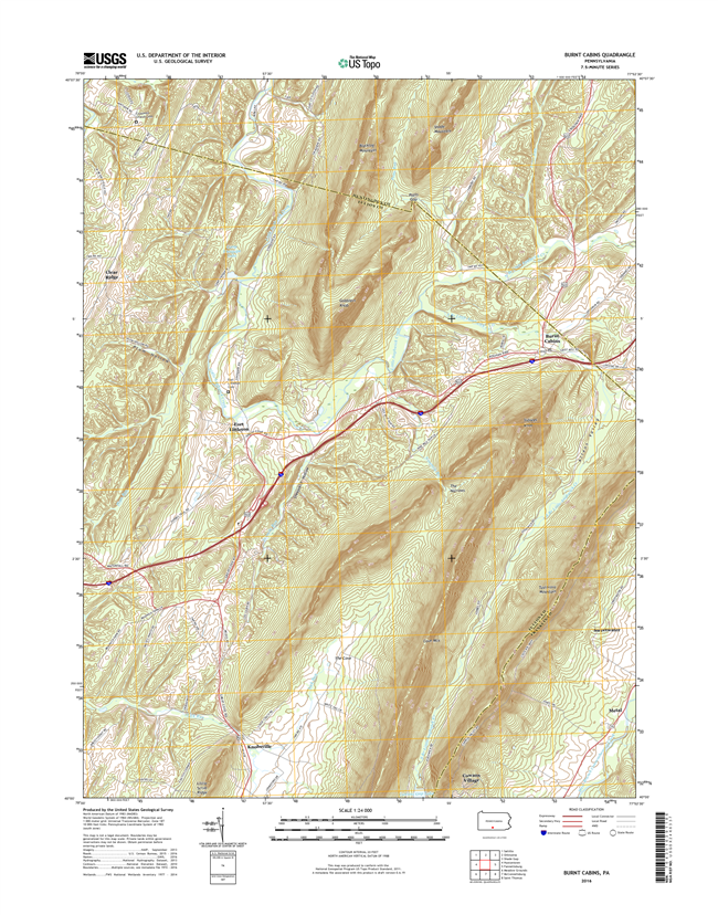 Burnt Cabins Pennsylvania  - 24k Topo Map