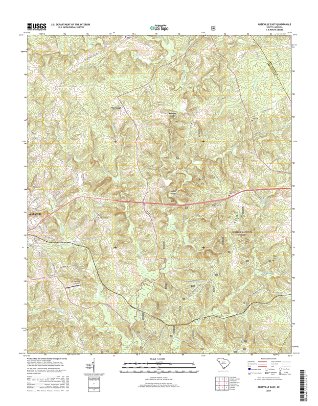 Abbeville East South Carolina  - 24k Topo Map