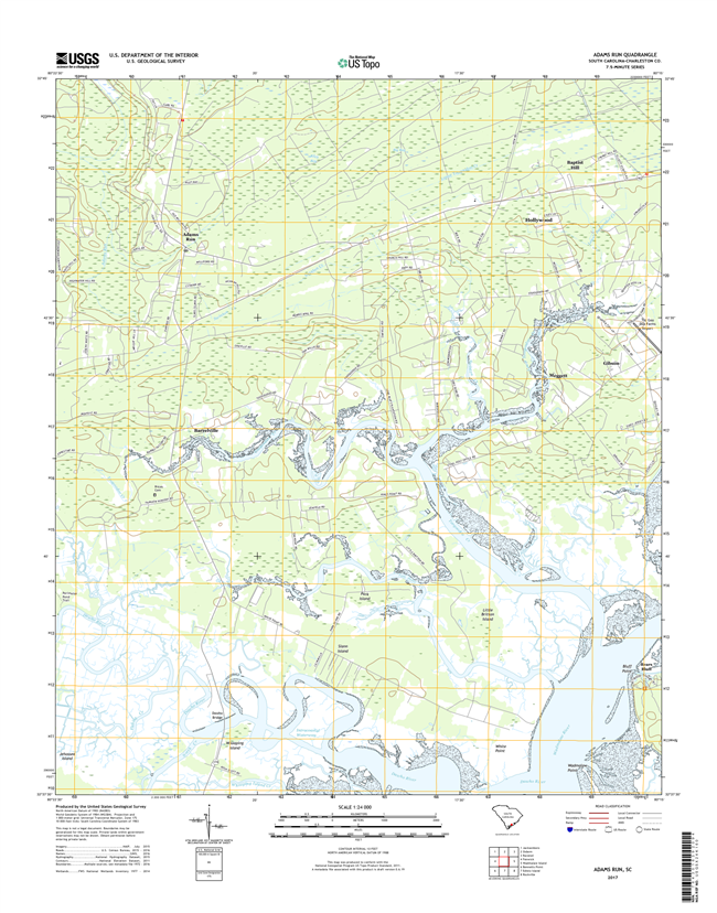 Adams Run South Carolina  - 24k Topo Map